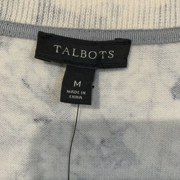 Talbots Cardigan White Gray Floral Print Long Sleeve Medium NEW - Picture 4 of 10